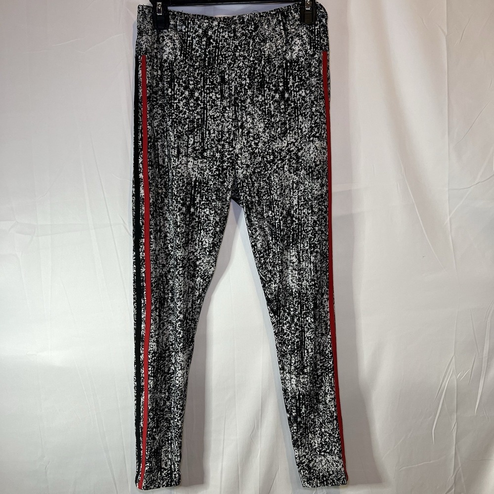 No Boundaries Girls Juniors Large Leggings Black Athletic Red Striped Pants